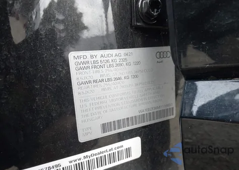 2021 Audi Q3 Premium Plus 45 Tfsi S Line Quattro Tiptronic from USA, damaged, VIN WA1EECF36M1116551